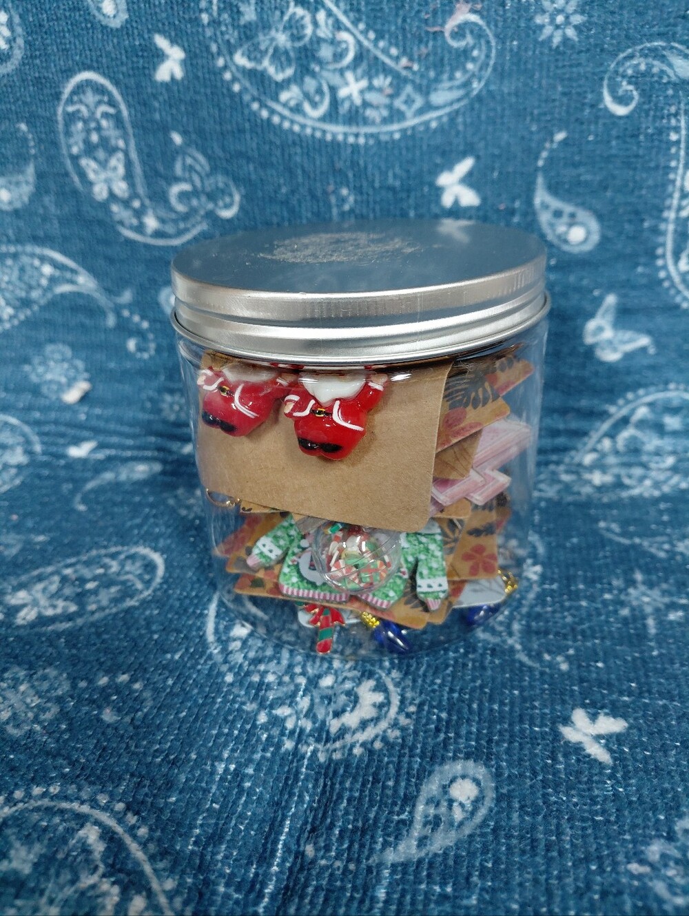 Mystery Jar Of Assorted Handmade  Christmas Earrings...12 Pair